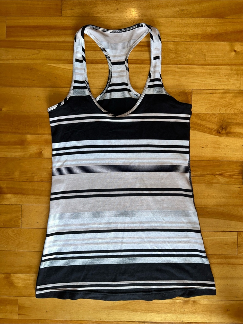 lululemon athletica Black & White Striped Racerback Tank